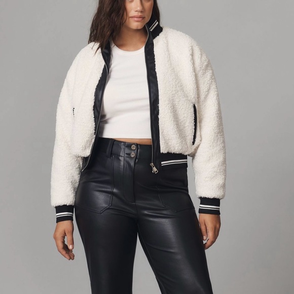 ‼️SOLD‼️Anthropologie Shearling Bomber Jacket Large vegan - Picture 10 of 12